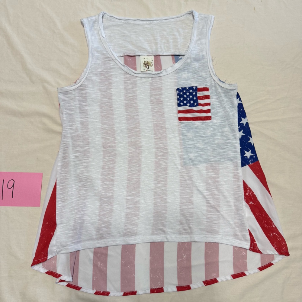 Self Esteem Striped Tank Top with Tree Design
